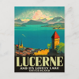 Carte Postale Lucerne, Suisse, vue sur le lac et les montagnes