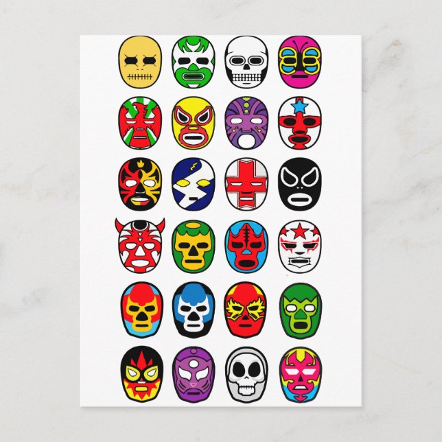 Carte Postale Lucha Libre Luchador Masques de lutte mexicaine (Devant)