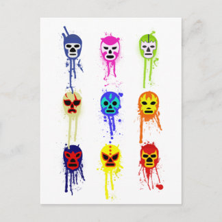 Carte Postale Lucha Libre Masque Mexicain Lutte Paint Drivers