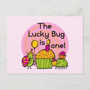 Carte Postale Lucky Bug Cupcake 1er Anniversaire Tshirts et cade