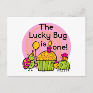 Carte Postale Lucky Bug Cupcake 1er Anniversaire Tshirts et cade