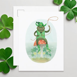 Carte Postale Lucky Bullfrog Cowboy sur un champignon