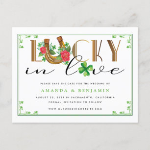 Carte Postale Lucky In Love Horseshoe et Shamrock Enregistrer la