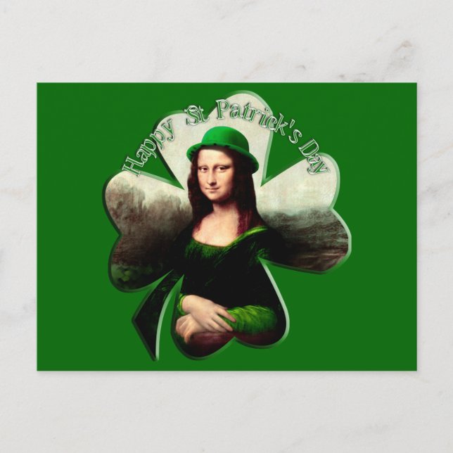 Carte Postale Lucky Mona Lisa Shamrock de la Saint Patrick (Devant)