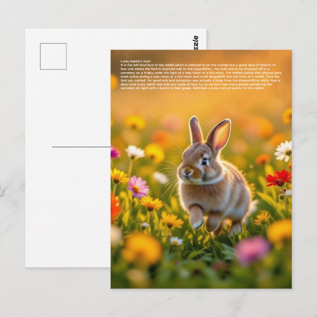 Carte Postale Lucky Rabbit Foot (Devant / Derrière)