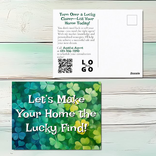 Carte Postale Lucky Real Estate Vendeur Marketing (Créateur téléchargé)