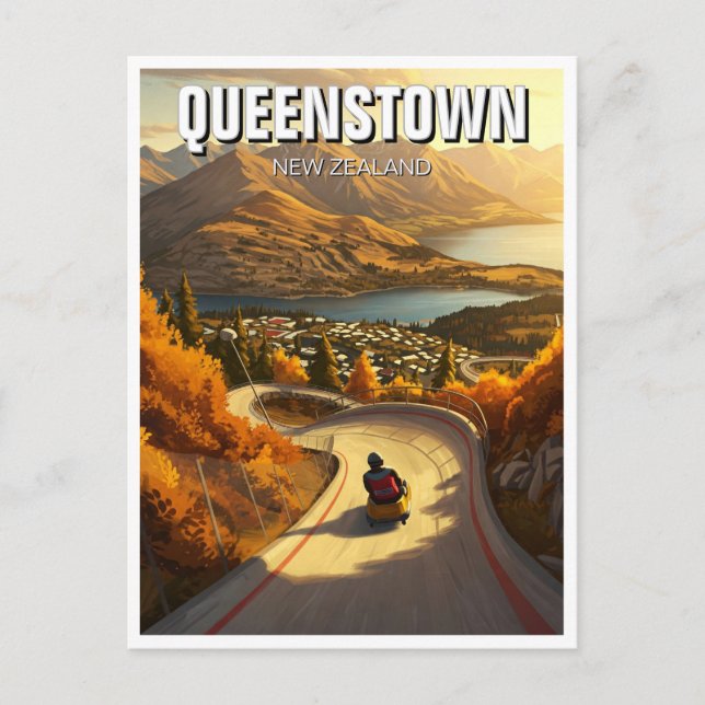 Carte Postale Luge in Queenstown New Zealand Travel (Devant)