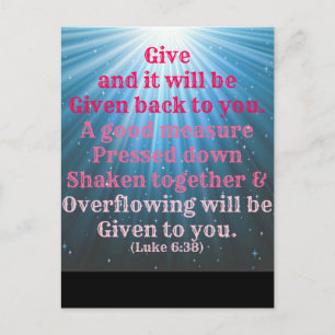 Carte Postale Luke Bible Give et il vous sera rendu.