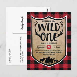 Carte Postale Lumberjack Wild One Boys 1ère fête d'anniversaire