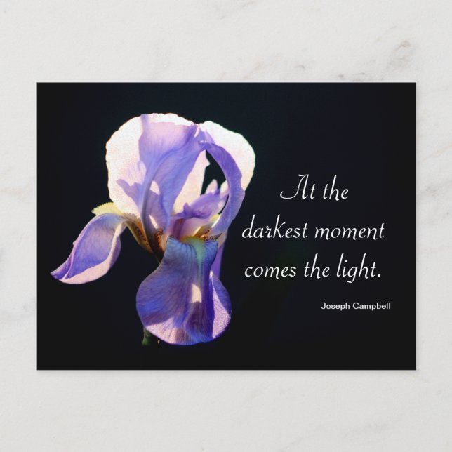 Carte Postale Lumière Dans L'Obscurité Iris Photographie & Citat (Devant)