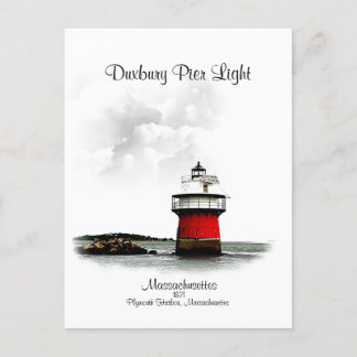 Carte Postale Lumière de la jetée de Duxbury - Massachusetts
