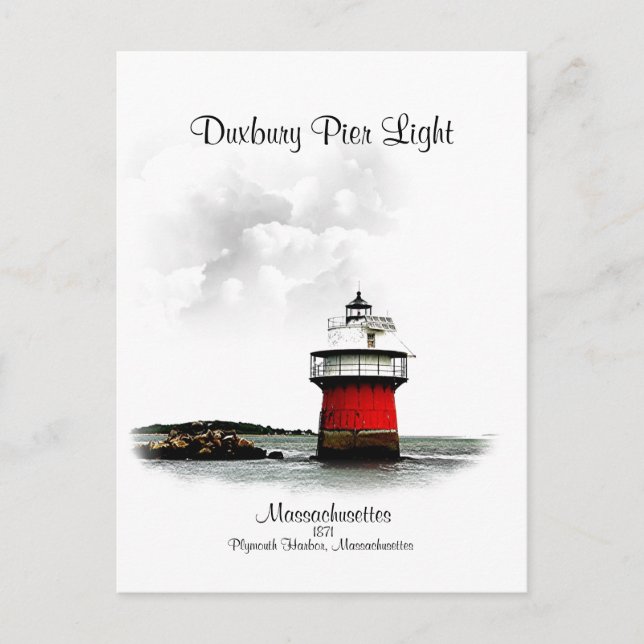 Carte Postale Lumière de la jetée de Duxbury - Massachusetts (Devant)