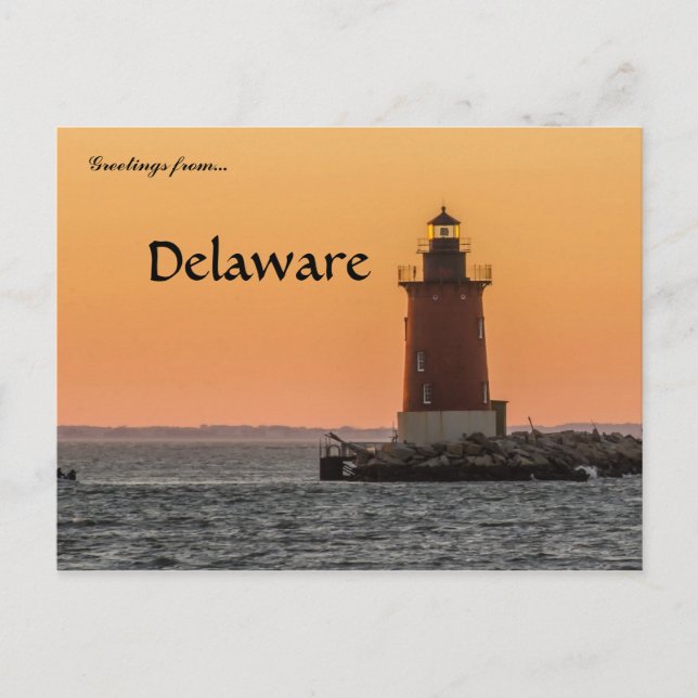 Carte Postale Lumière de l'extrémité Est de Breakwater Delaware (Devant)