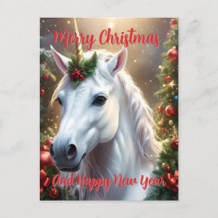 Carte Postale Lumière des neiges : La licorne de Noël enchantée