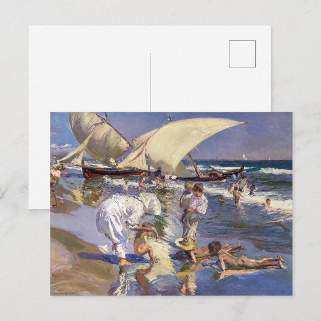 Carte Postale Lumière du matin de la plage de Valencia | Joaquí (Devant / Derrière)