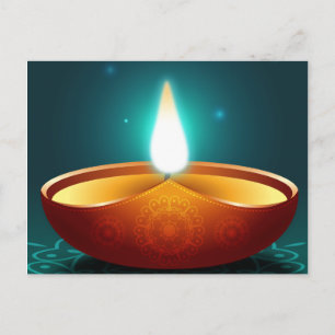 Carte Postale Lumière sur Diwali bleu foncé