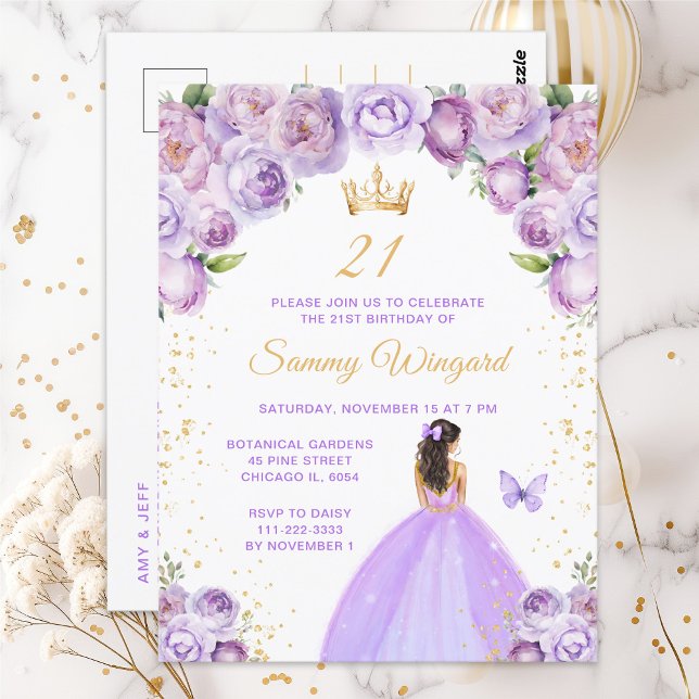 Carte Postale Lumière violette Brunette Cheveux Princesse Annive (Créateur téléchargé)
