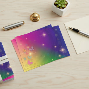 Carte Postale Lumières Abstraites de Fée Arc-en-Ciel Papillons P