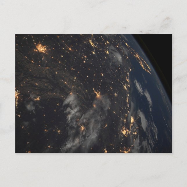 Carte Postale Lumières de la ville la nuit sur la planète Terre (Devant)
