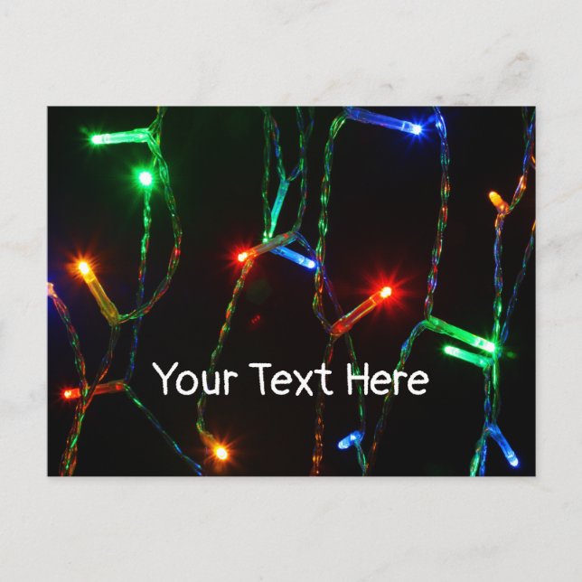 Carte Postale Lumières de Noël colorées personnalisables (Devant)