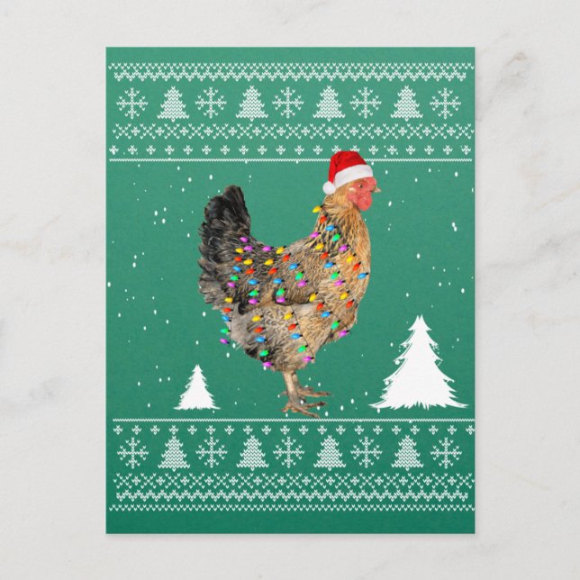 Carte Postale Lumières de poulets avec le pyjama de Noël du Père (Devant)