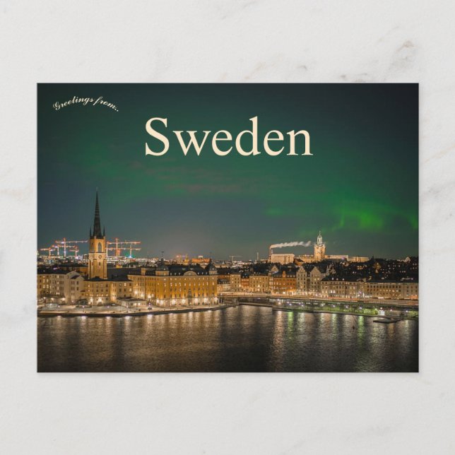 Carte Postale Lumières du Nord à Stockholm Suède (Devant)