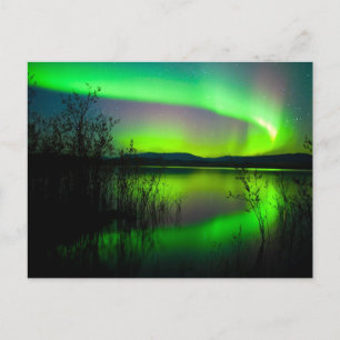 Carte Postale Lumières du Nord mises en miroir sur le lac