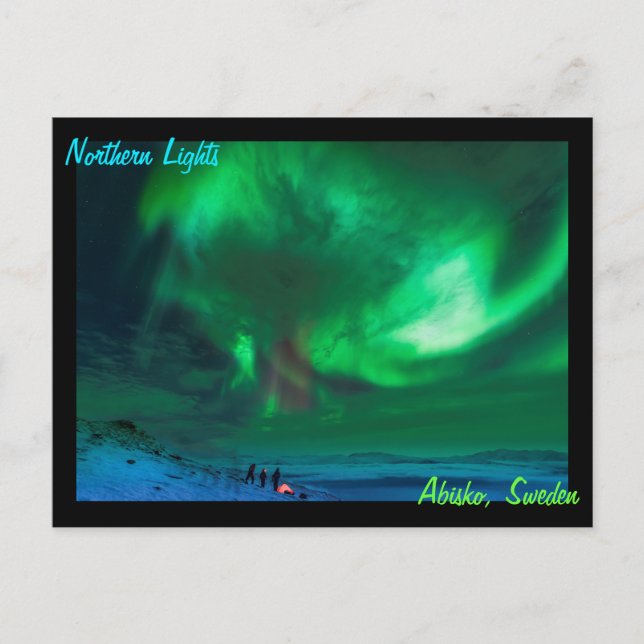 Carte Postale Lumières du Nord sur Abisko Suède (Devant)