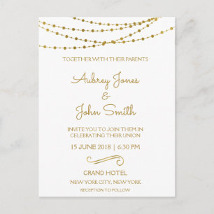 Carte Postale Lumières et Mariage de script Gold Foil