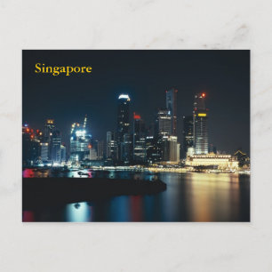 Carte Postale Lumières nocturnes de Singapour