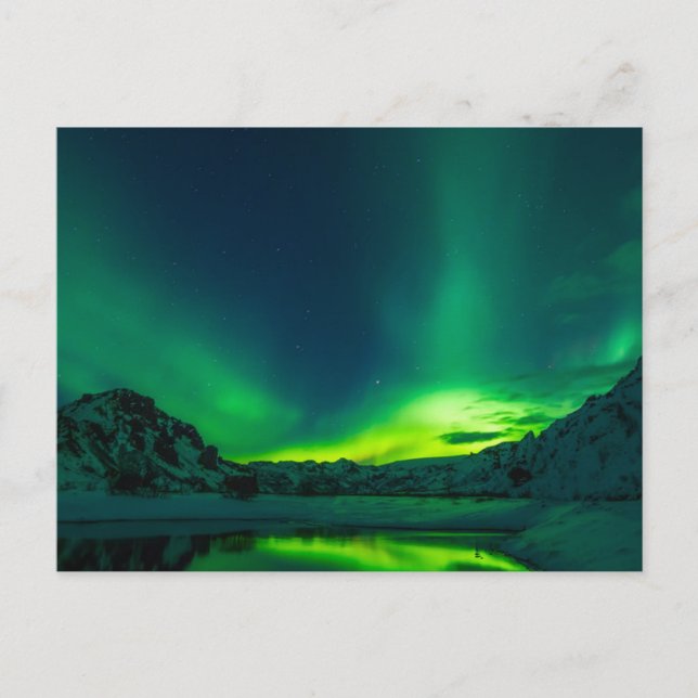 Carte Postale Lumières nord de l'Islande verte (Devant)