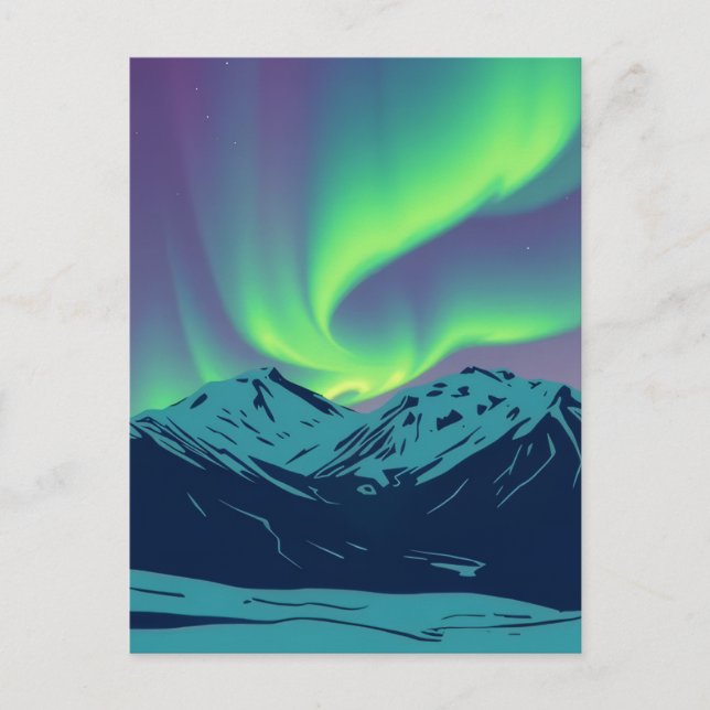 Carte Postale Lumières Nord Rétro Aurora Borealis (Devant)
