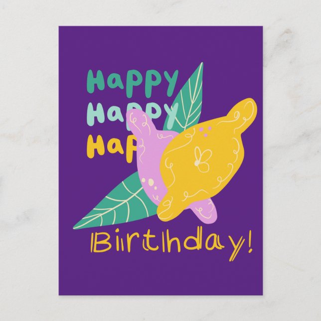 Carte Postale Lumineux citron Art Joyeux Anniversaire Letting (Devant)