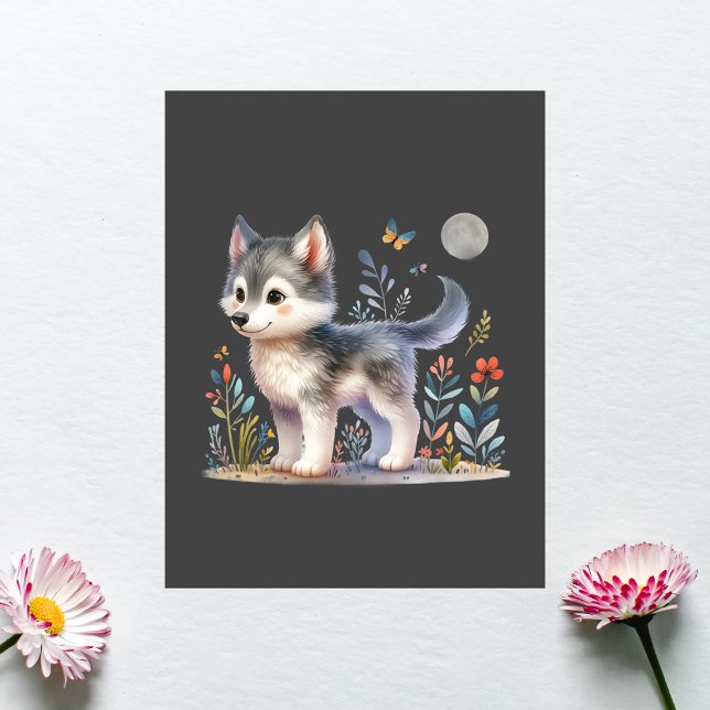 Carte Postale Lunar-Baby Wolf Postcard (Créateur téléchargé)