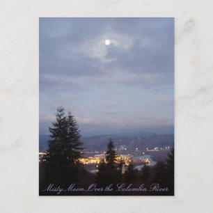 Carte Postale Lune agitée au-dessus de la rivière Columbia