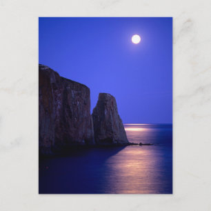 Carte Postale Lune au crépuscule   Rocher Percé Côte Gaspésienne