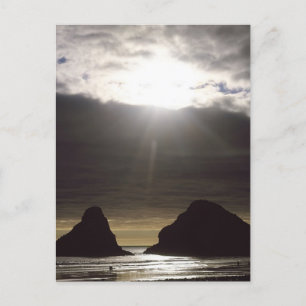 Carte Postale Lune au-dessus des rochers océaniques Oregon