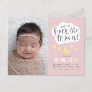 Carte Postale Lune Baby Faire-part de naissance