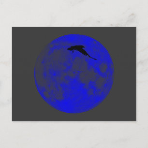 Carte Postale Lune bleue Blue Moon Raven