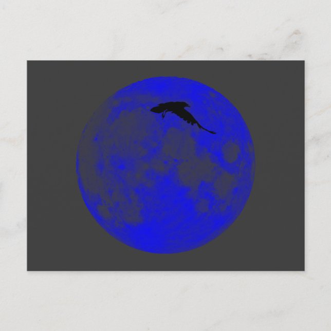 Carte Postale Lune bleue Blue Moon Raven (Devant)