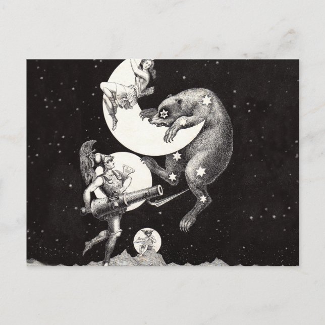 Carte Postale Lune céleste ciel Univers Dieu Nuit Illustration (Devant)