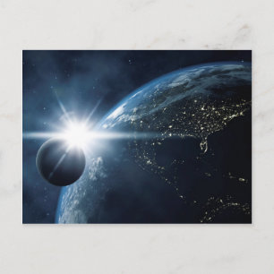 Carte Postale lune de terre et soleil