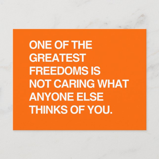 CARTE POSTALE L'UNE DES PLUS GRANDES LIBERTÉS NE S'EN SOUCIE PAS (Devant)
