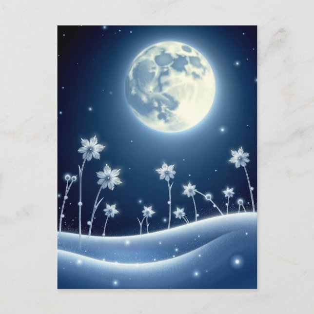 Carte Postale Lune d'hiver, poste (Devant)
