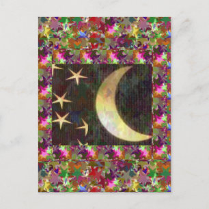 Carte Postale Lune et étoiles : Elégant arrière - plan de nuit é