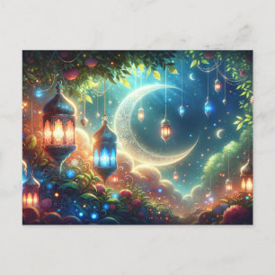 Carte Postale Lune et lanternes magiques du Ramadan