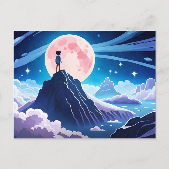 Carte Postale Lune, étoiles et galaxie — La vie n'est qu'un rêve (Devant)