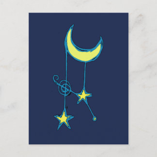 Carte Postale Lune lunaire et étoiles