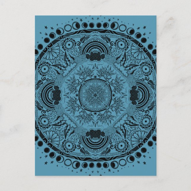 Carte Postale Lune Mandala Lune Enfant Yoga (Devant)