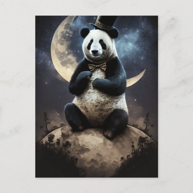 Carte Postale Lune Panda Ours (Devant)